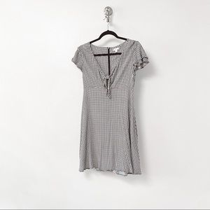 Target Xhilaration Gingham Spring Preppy Tie-Front Swing Dress Navy‎ Blue